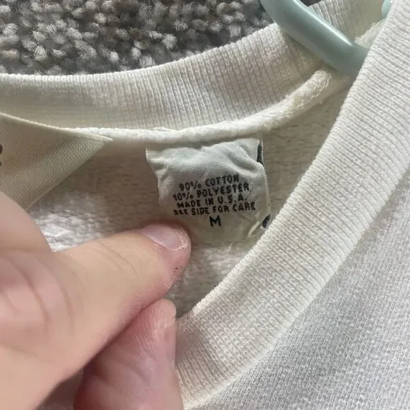 Vintage Eddie Bauer Sweater Mens Medium White Crew Neck Pullover Sweatshirt 90s - Picture 8 of 15